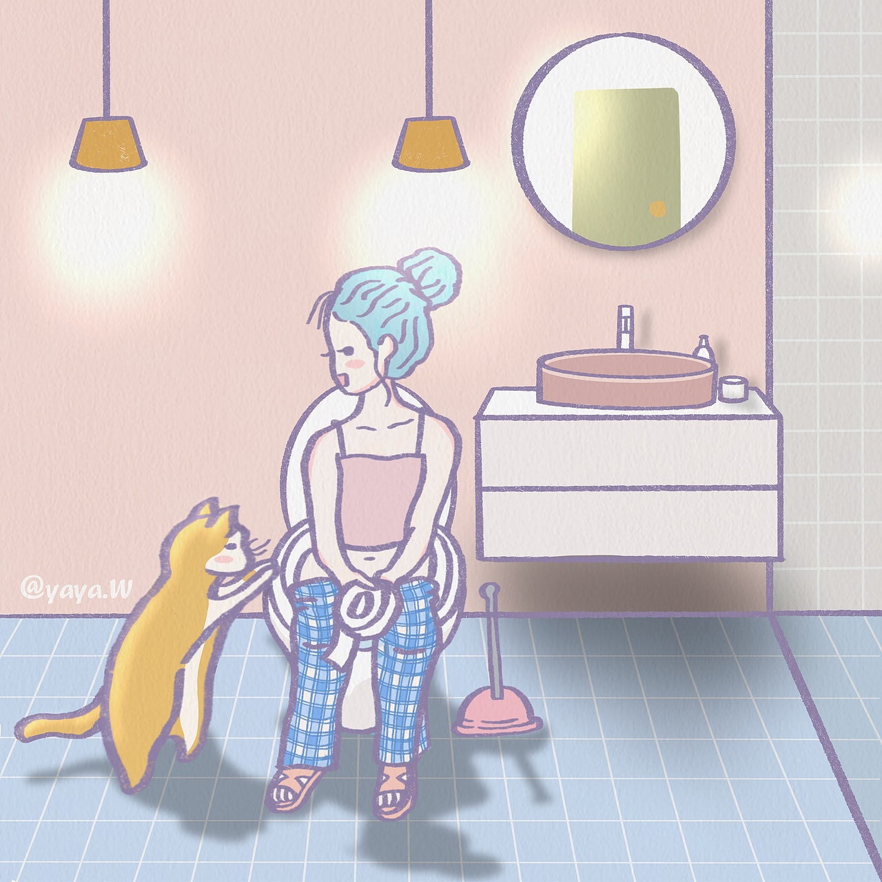 《皮咔与牙牙》の上厕所（图ZMjQwMjgyNjc2） - 单幅漫画 - 站酷设计师爱喝汤的插画师原创素材 - 站酷ZCOOL