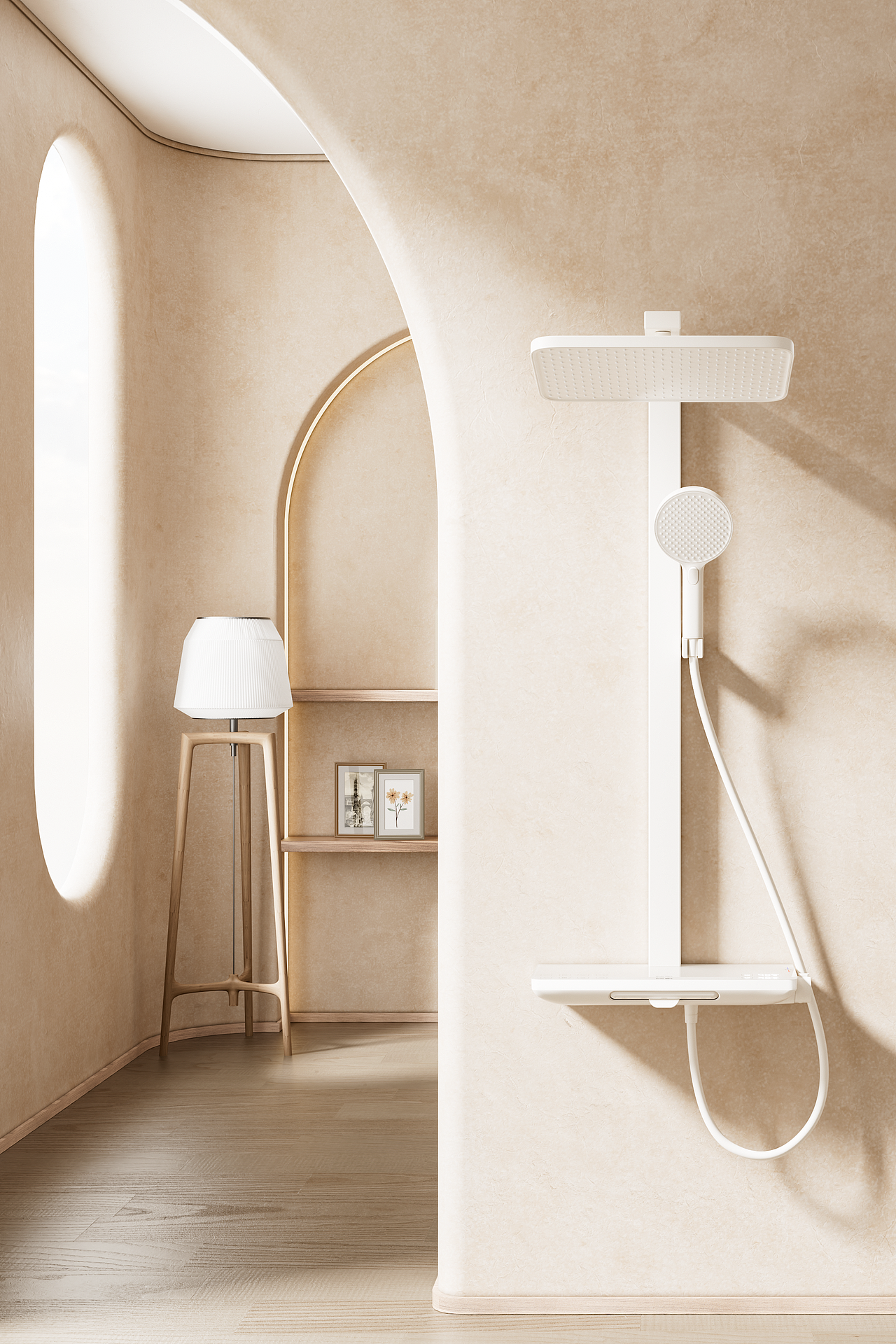 顾家H980零冷水系列-奶油风花洒渲染