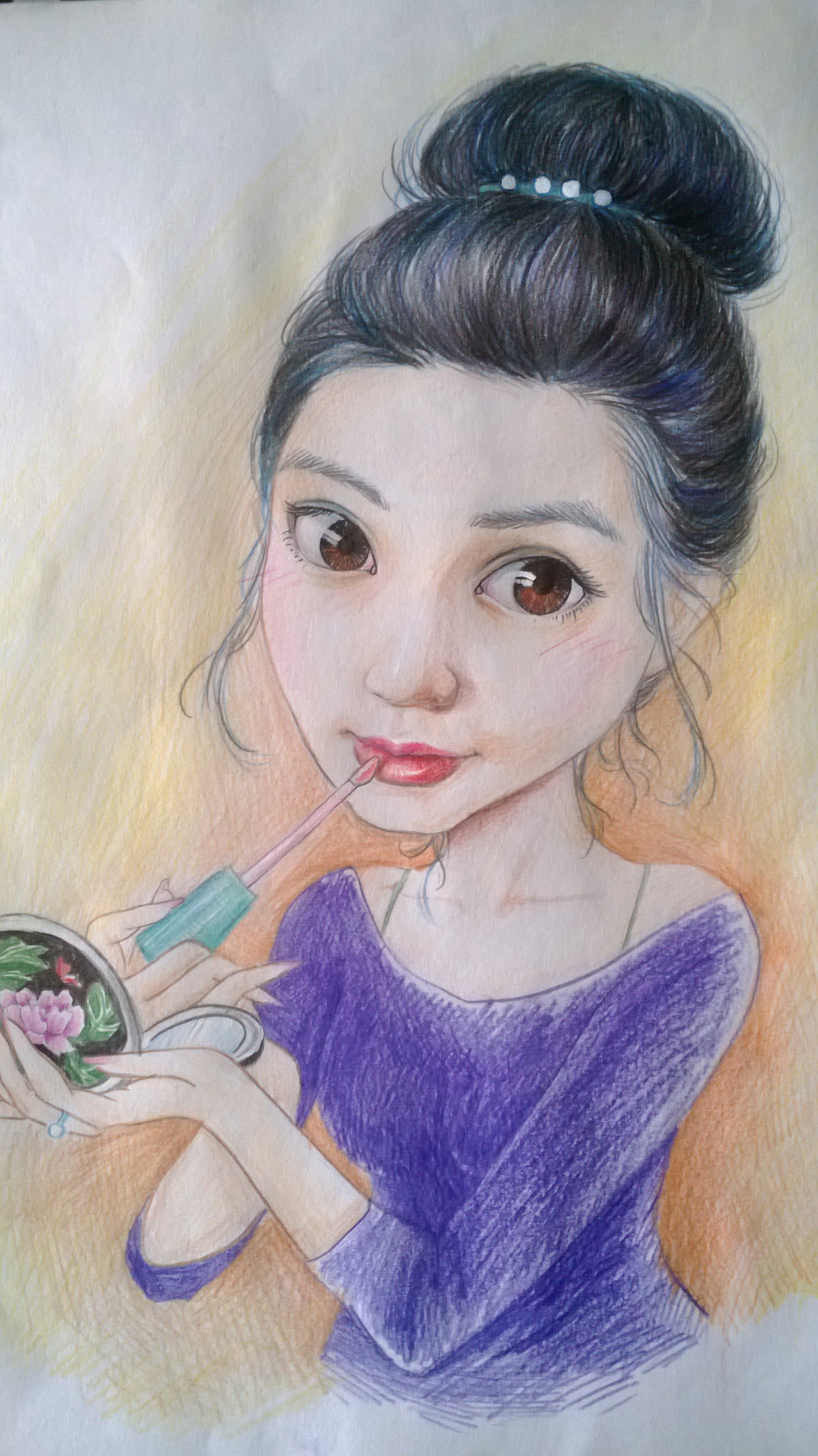 彩铅素描半卡通——大眼睛姑娘