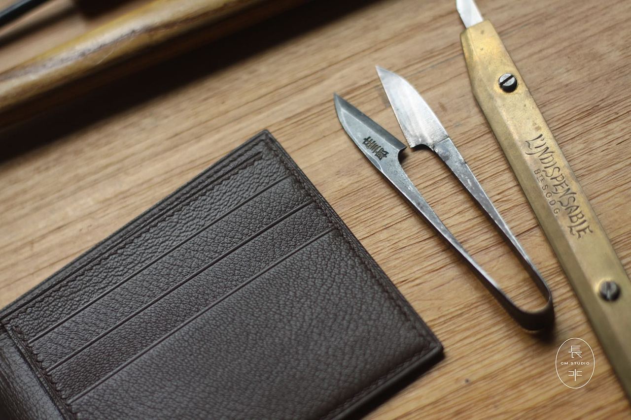 手工皮具 爱马仕法国山羊皮短夹 烫金