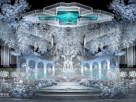 SurDesign蓝色系婚礼宴会3D效果图-公益稿件