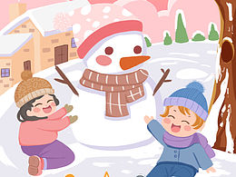 堆雪人海报在家画一画