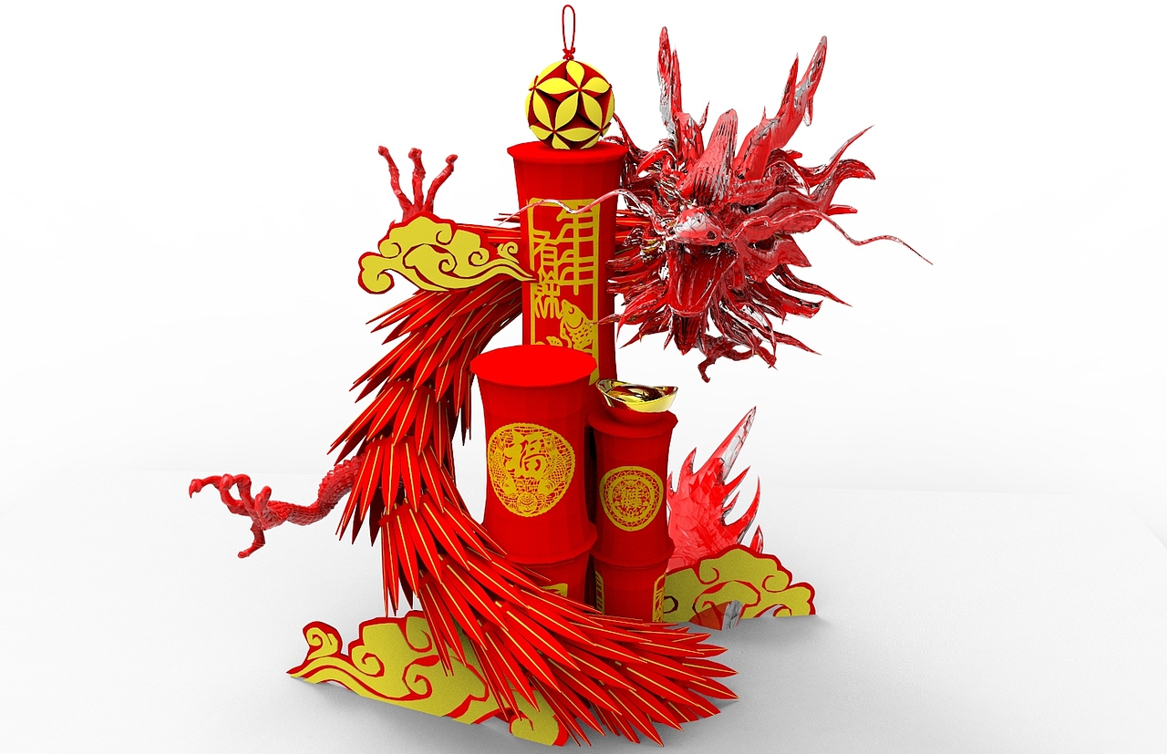 新年场景建模（图ZOTkyOTQyMTY=） - 场景 - 站酷设计师XH先生的外卖原创素材 - 站酷ZCOOL