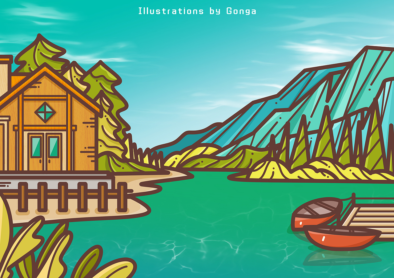 加拿大魁北克&班夫插画