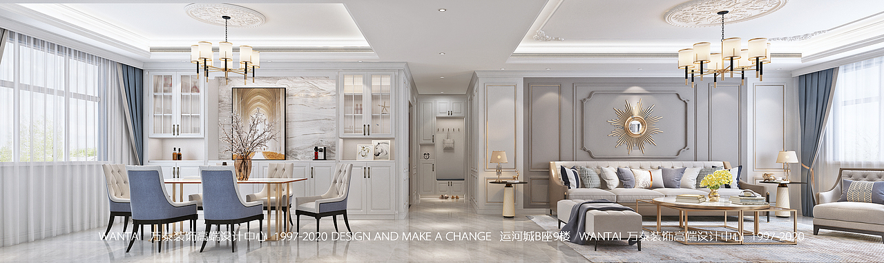 济宁城投瑞马锦府185平美式风格效果图