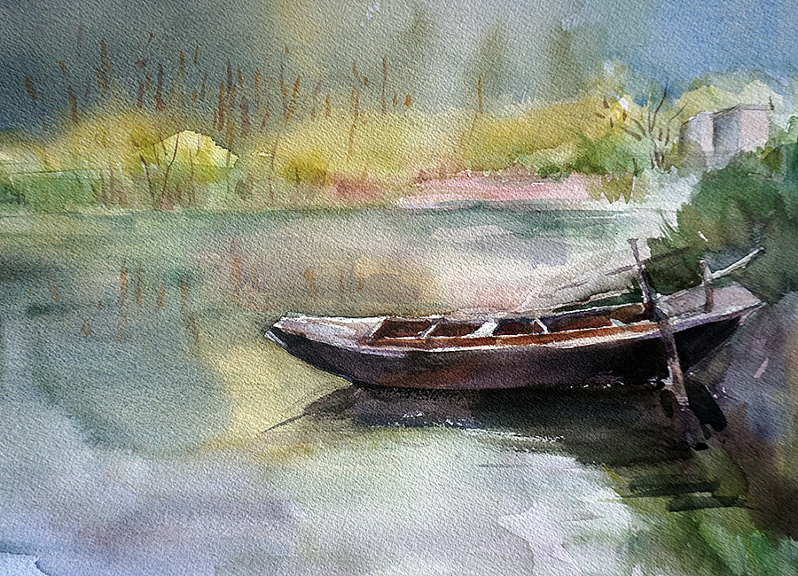 水彩写生—白洋淀水畔