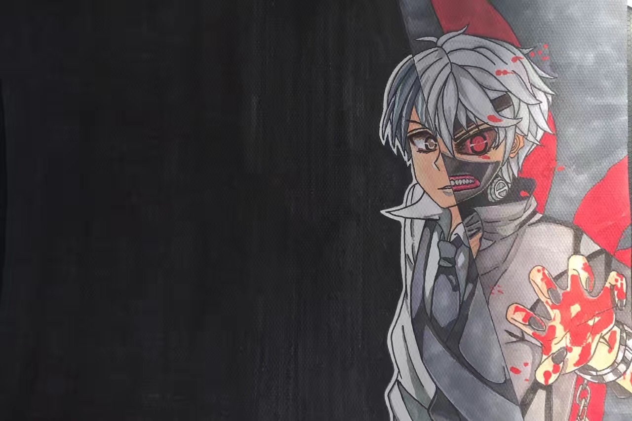 找了个动漫壁纸临摹的,哇塞,血淋淋的