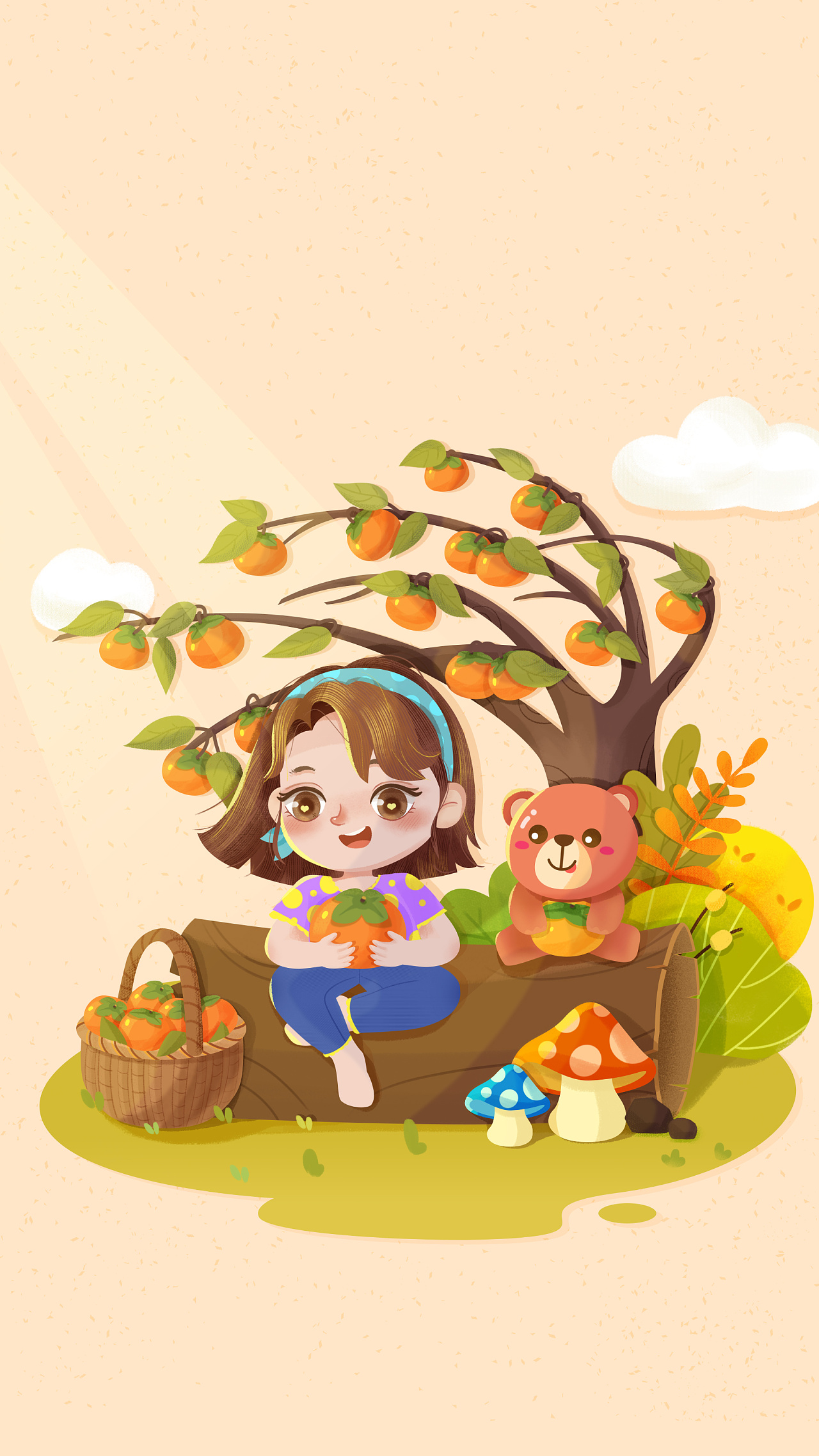 效果图展示夏天的未完待续,秋天的硕果累累~已参与:oppo乐划锁屏插画