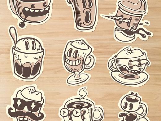 手绘饮品小贴纸（个人主页-ZNjEzMDQyMzI=） - 创作习作 - 站酷设计师Elena画花花原创素材 - 站酷ZCOOL