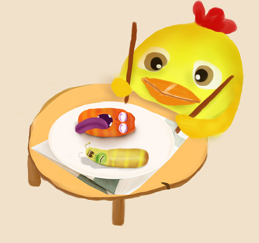 鸡吃鸡（图ZNjg5NjQzNDQ=） - 儿童插画 - 站酷设计师电线杆321原创素材 - 站酷ZCOOL