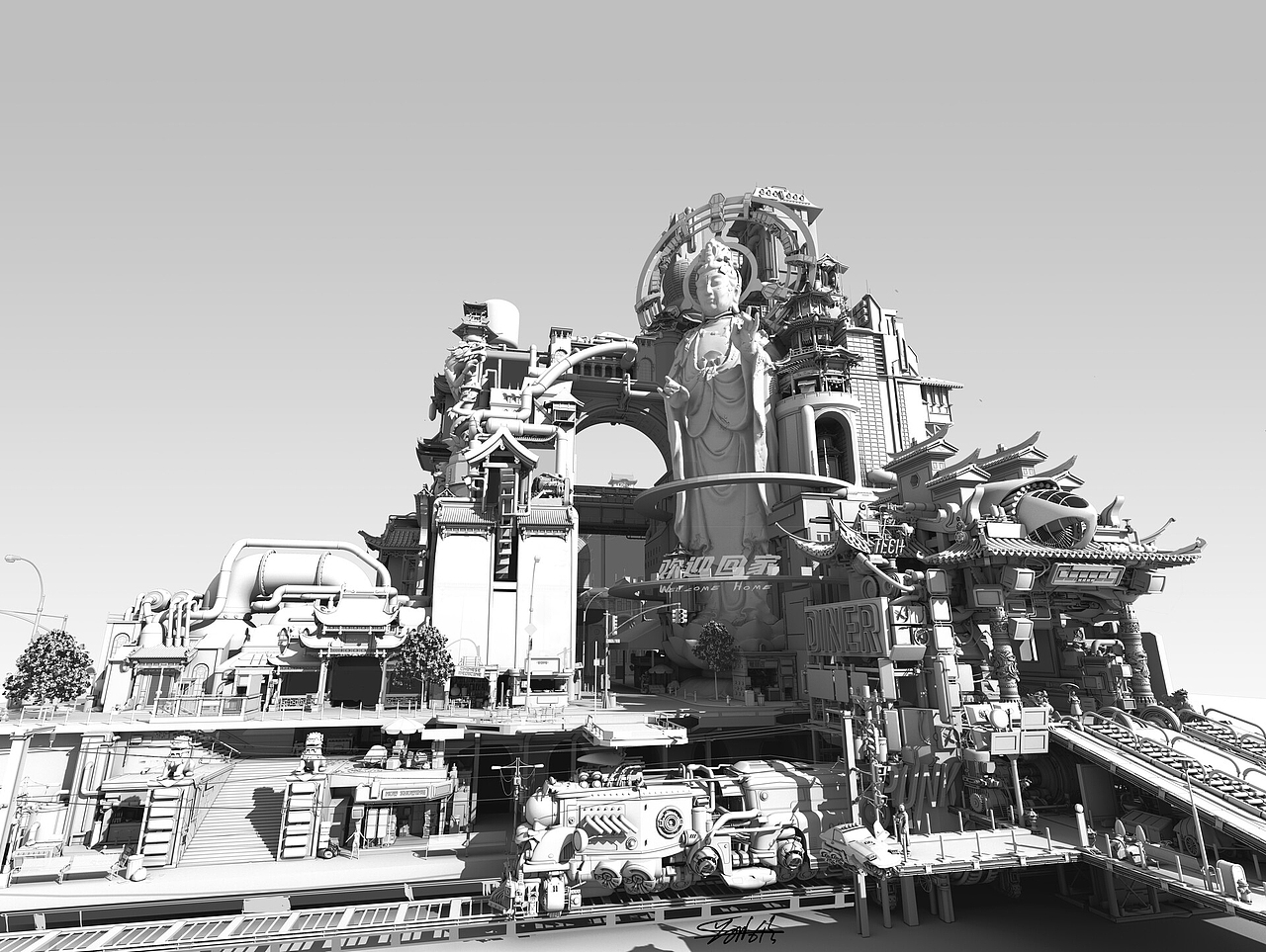 车站（图ZMjA2MTI0MjQw） - 游戏原画 - 站酷设计师长毛怪怪原创素材 - 站酷ZCOOL