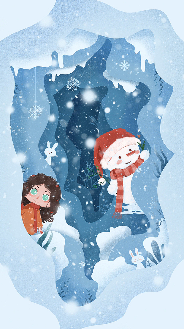 手绘冬天插画（图ZMzI0NDEyMTg4） - 商业插画 - 站酷设计师菜芽子让我安静的原创素材 - 站酷ZCOOL