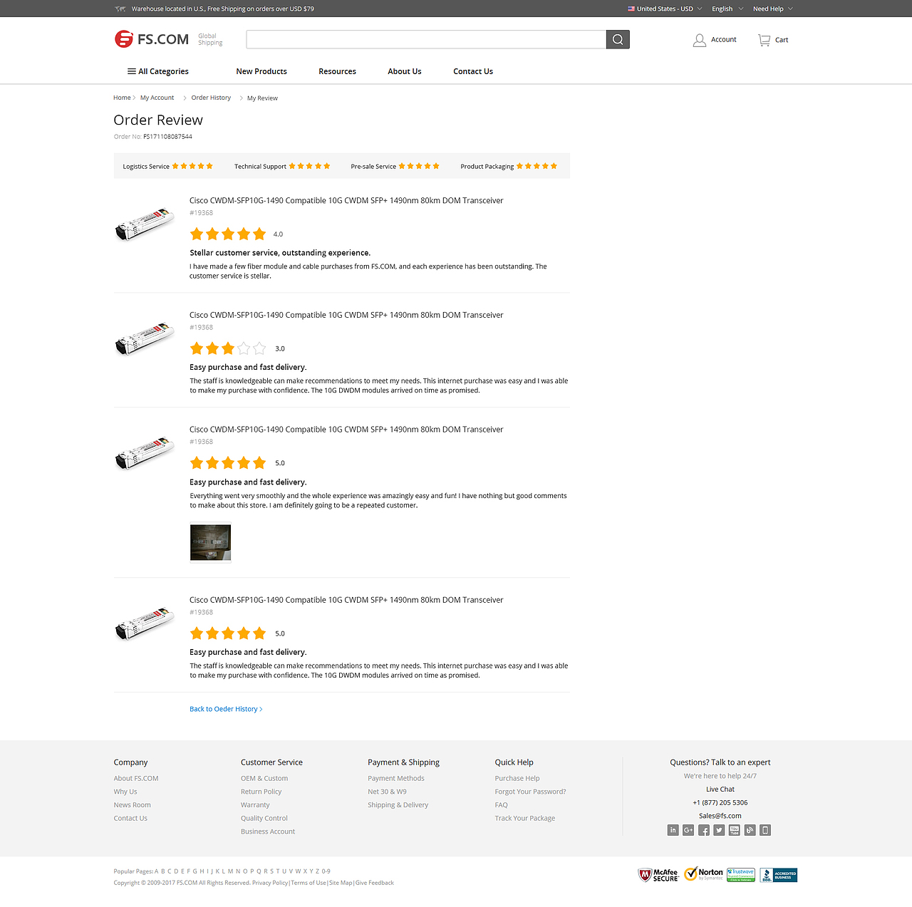 订单页-查看评论