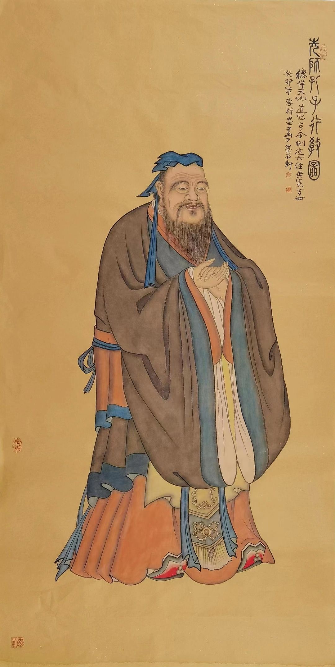 孔子行教图,梓墨古风新作,尺寸66*136cm