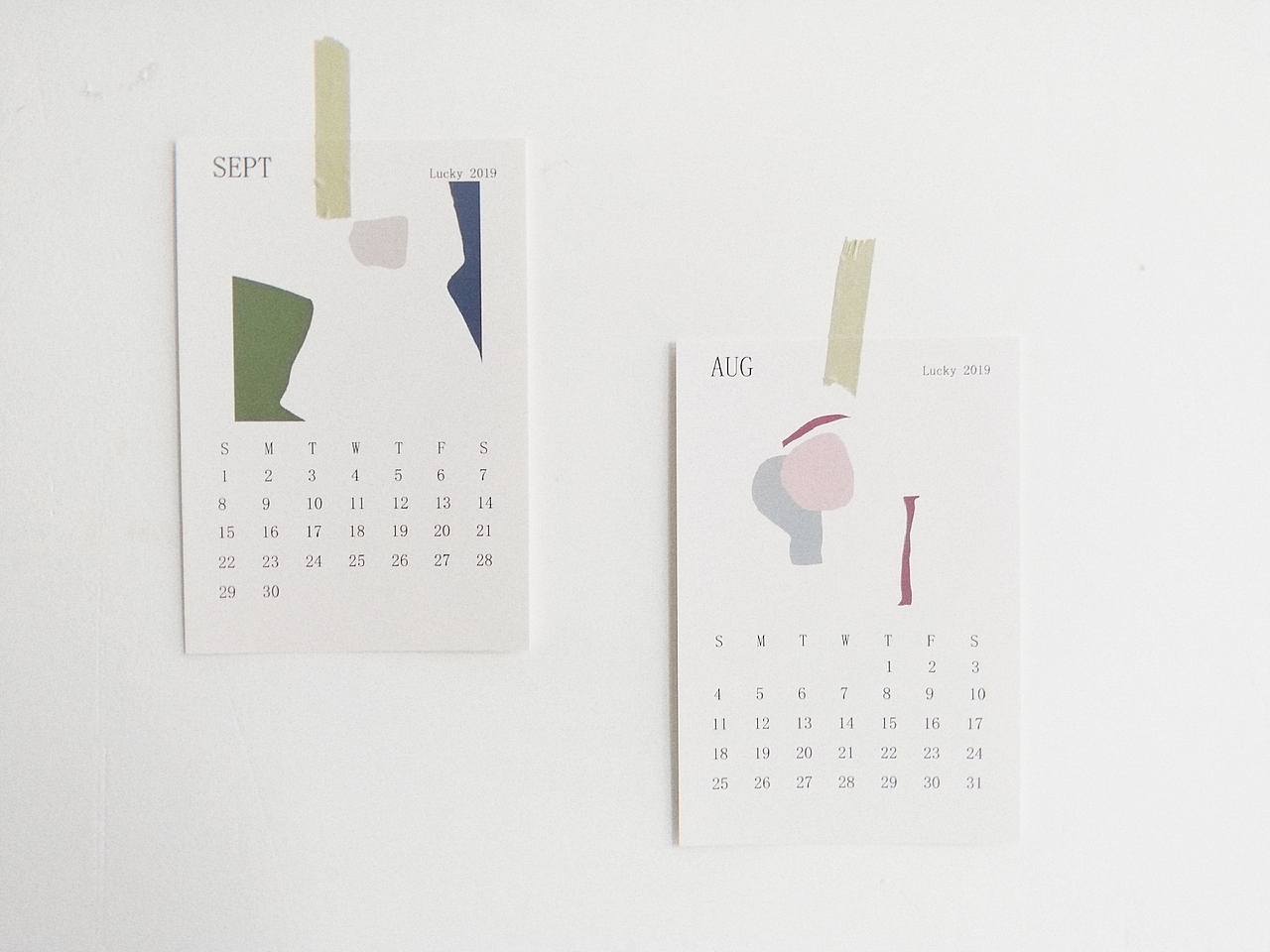 简约几何图案月历卡