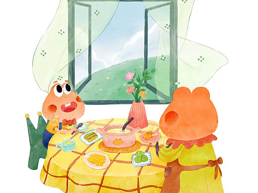 水彩治愈系插画小场景