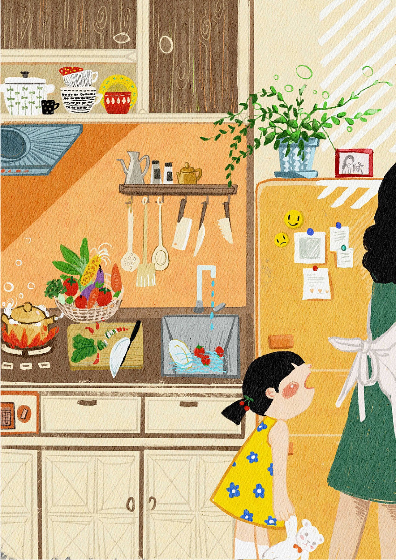 画我家的厨房简单,简笔画,儿童画_大山谷图库