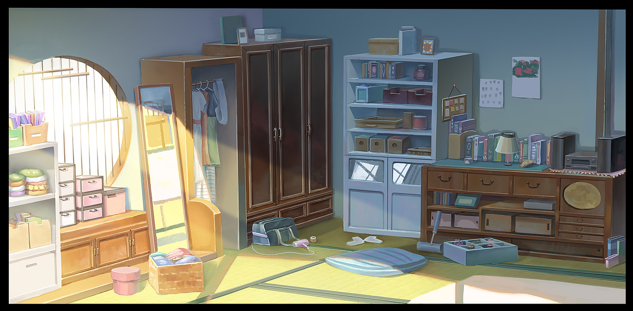 《你的名字》三叶卧室同人插画创作附步骤