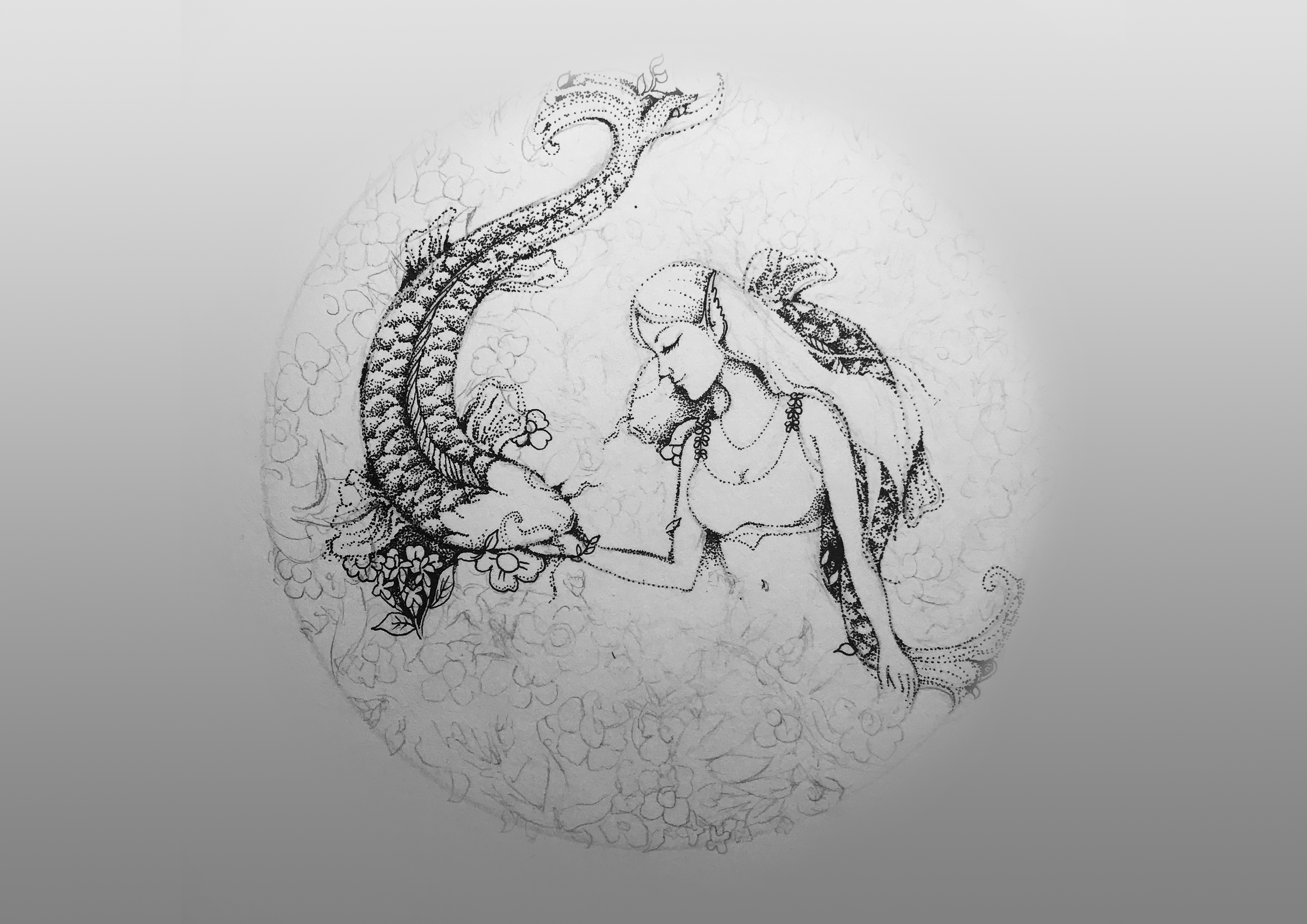 黑白装饰画:十二星座「双鱼」