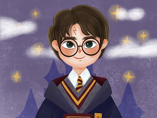 哈利波特插画练习【附过程】（个人主页-ZMzkwNTQ3MTI=） - 创作习作 - 站酷设计师我是柠檬可可原创素材 - 站酷ZCOOL