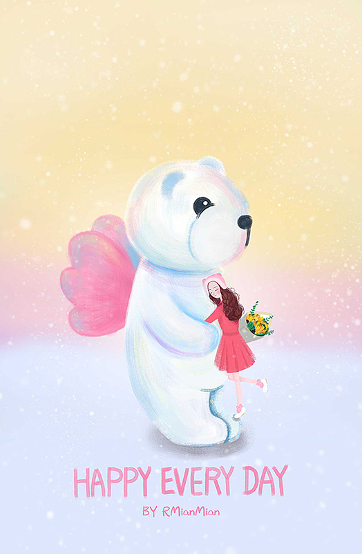 《温暖》熊和小女孩插画萌宠手绘人物时尚插画（图ZMTA1NjAzMjYw） - 商业插画 - 站酷设计师小幸运~原创素材 - 站酷ZCOOL