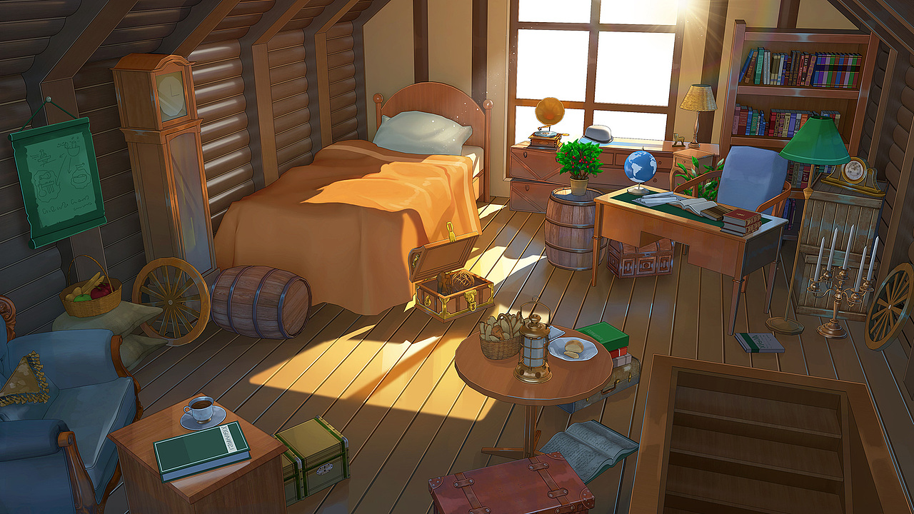 日系场景-阁楼（图ZMjMwNzA4NjI4） - 游戏原画 - 站酷设计师西瓜_不甜不要钱原创素材 - 站酷ZCOOL