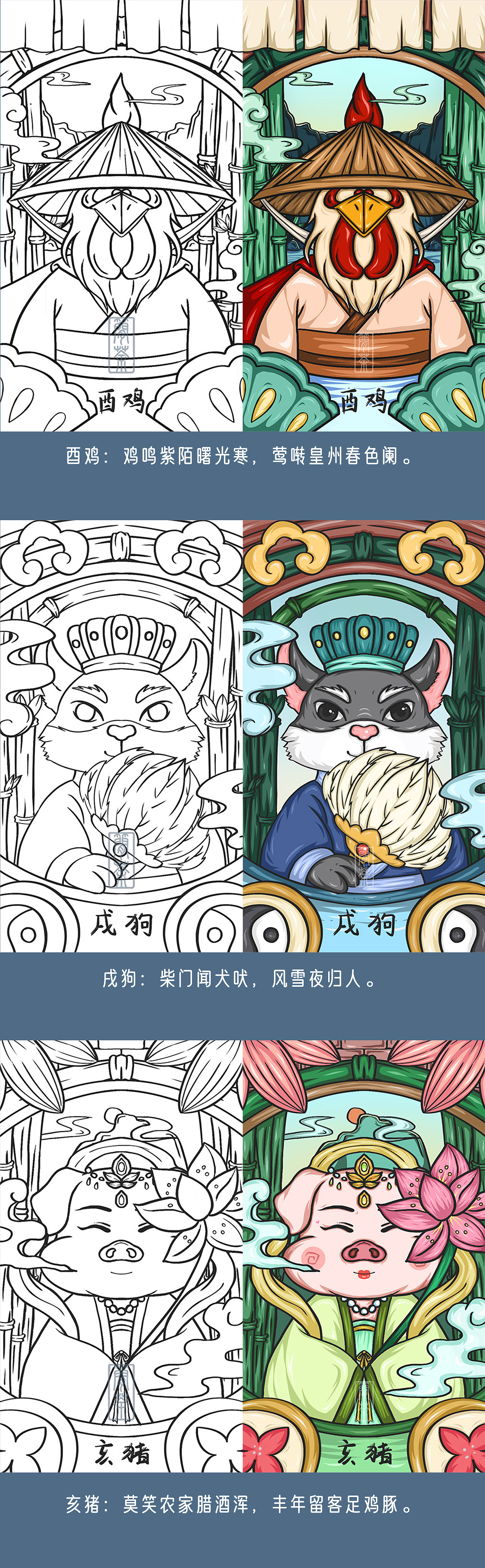 国潮作品 十二生肖系列图