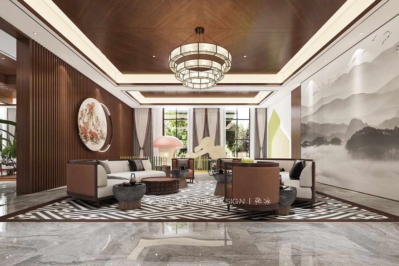 柯街温泉小镇售楼部大厅及外立面效果图案例
