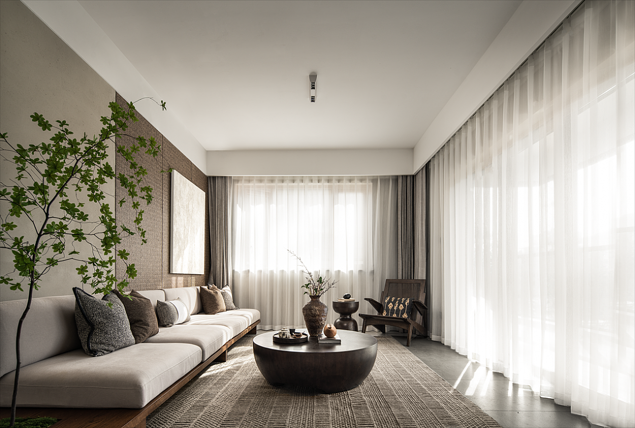 侘寂风客餐厅效果图案例（图ZMjk0NTE3Mjcy） - 家装设计 - 站酷设计师折耳喵1992原创素材 - 站酷ZCOOL