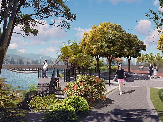 滨水绿地景观效果图
