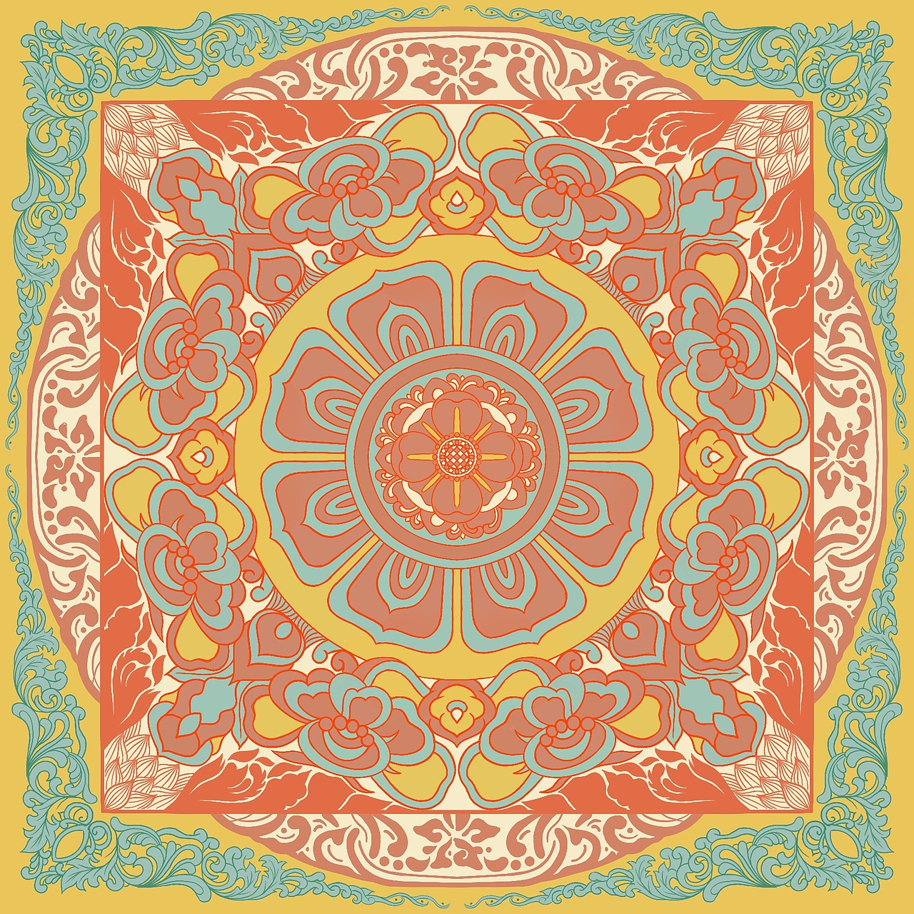 中国传统纹样丝巾图案设计