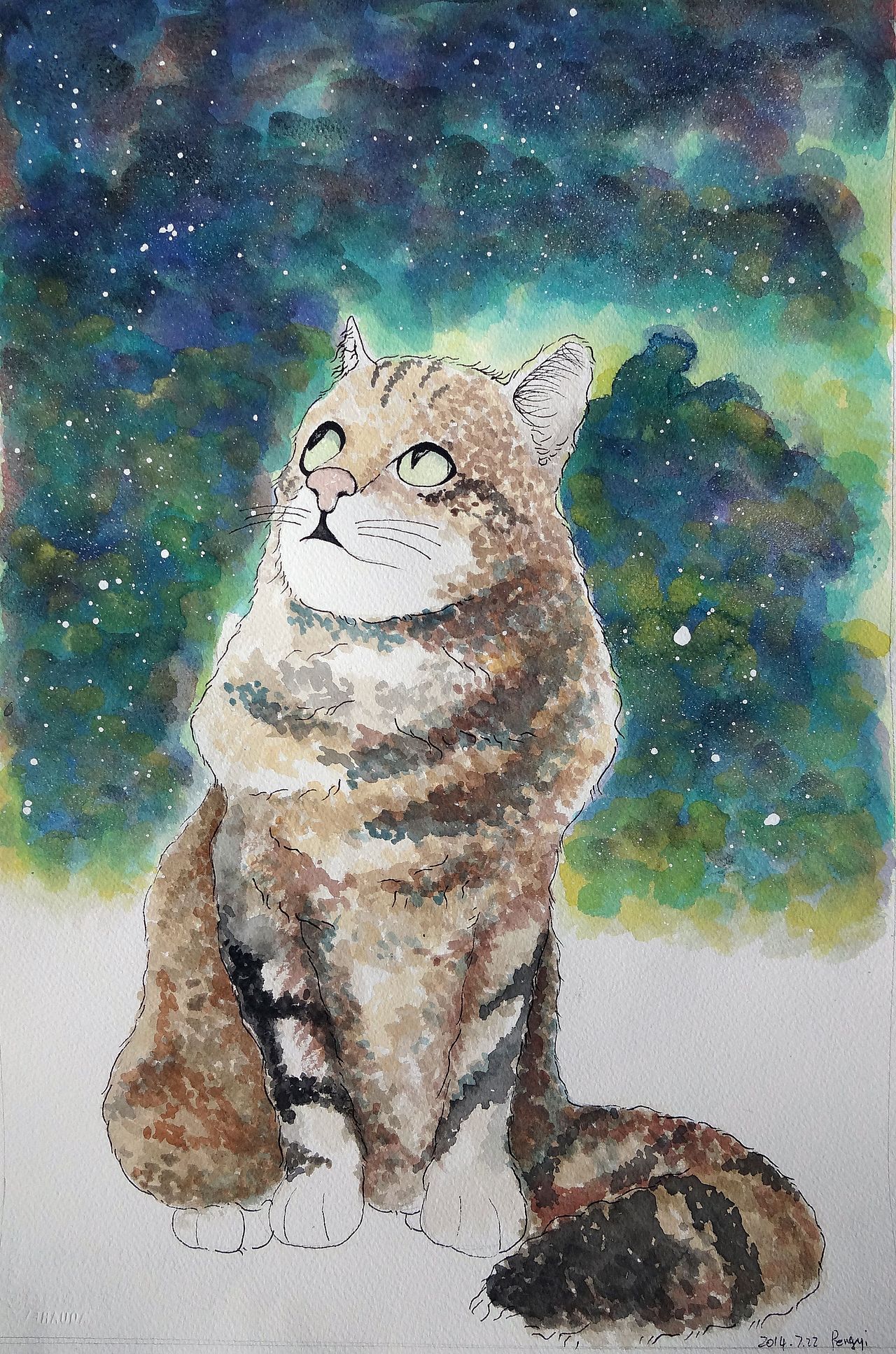 喵星人与花鸟系列（图ZNDM3NTI4OTY=） - 艺术插画 - 站酷设计师YIYI450原创素材 - 站酷ZCOOL