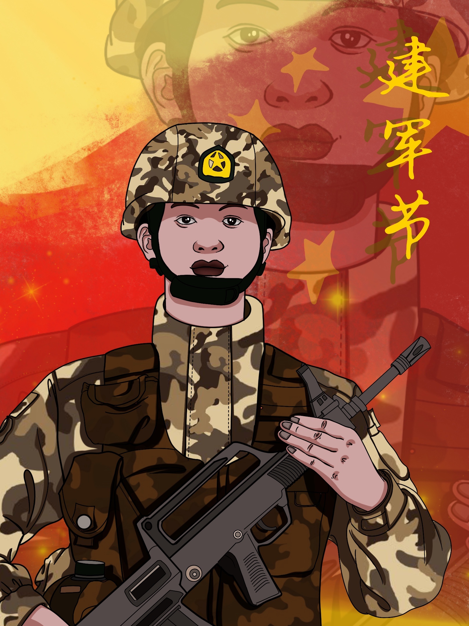 武警陆军军人兵哥哥各类卡通插画|插画|商业插画|Qin设计 - 原创作品 - 站酷 (ZCOOL)