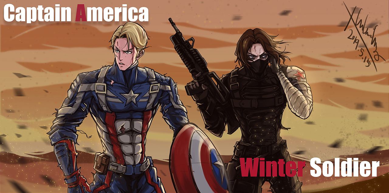 美国队长x冬日战士（图ZMTU4NTU3MDY4） - 新锐潮流插画 - 站酷设计师NG恩击原创素材 - 站酷ZCOOL