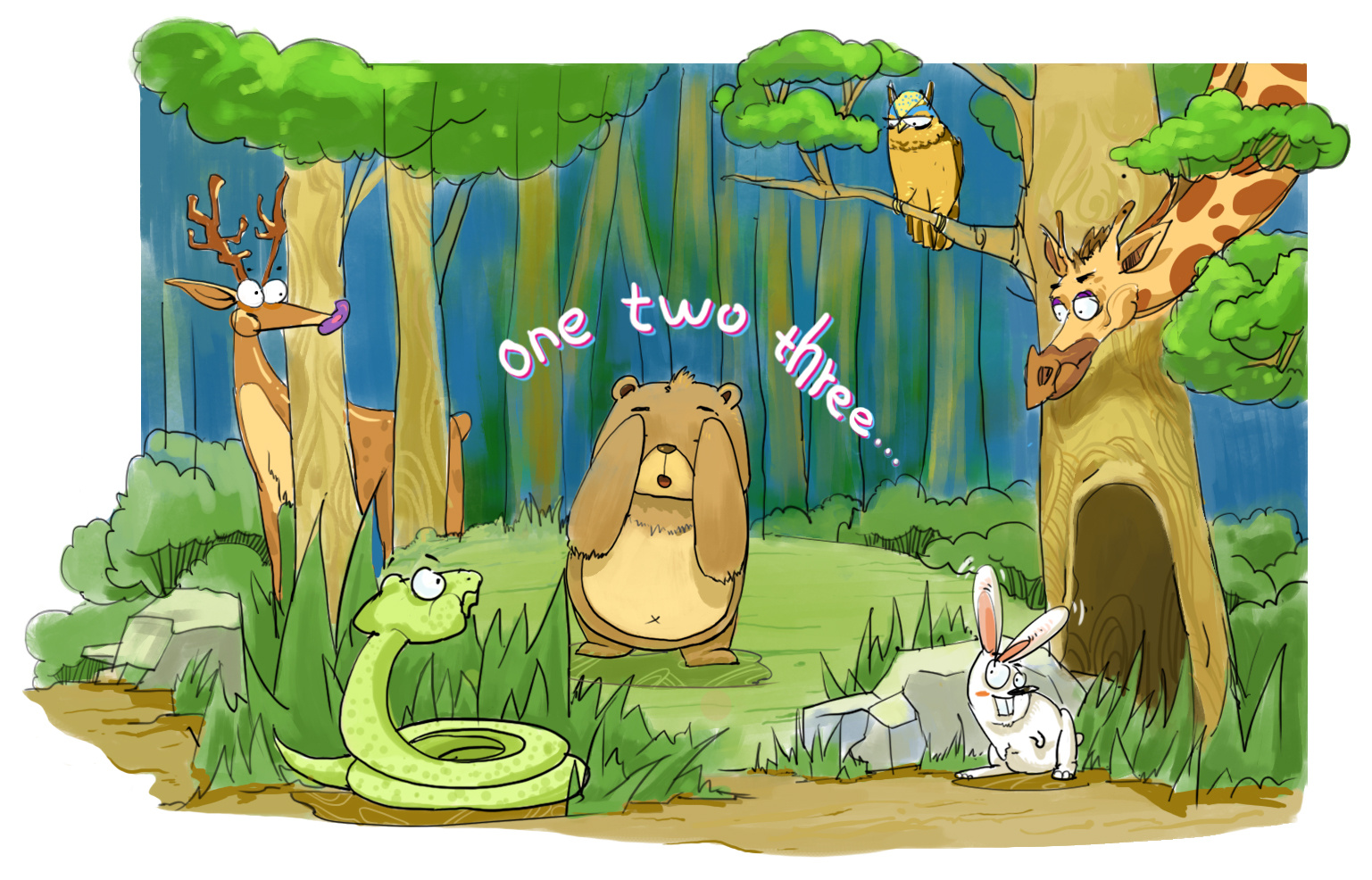 一二三四五六七，小动物们做游戏。|插画|儿童插画|三个宋 - 原创作品 - 站酷 (ZCOOL)