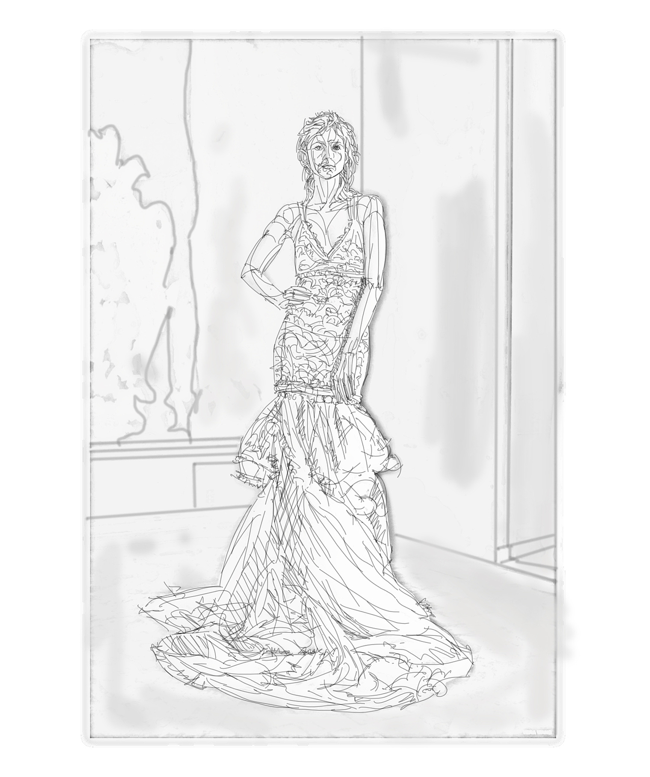 一套白色礼服手稿