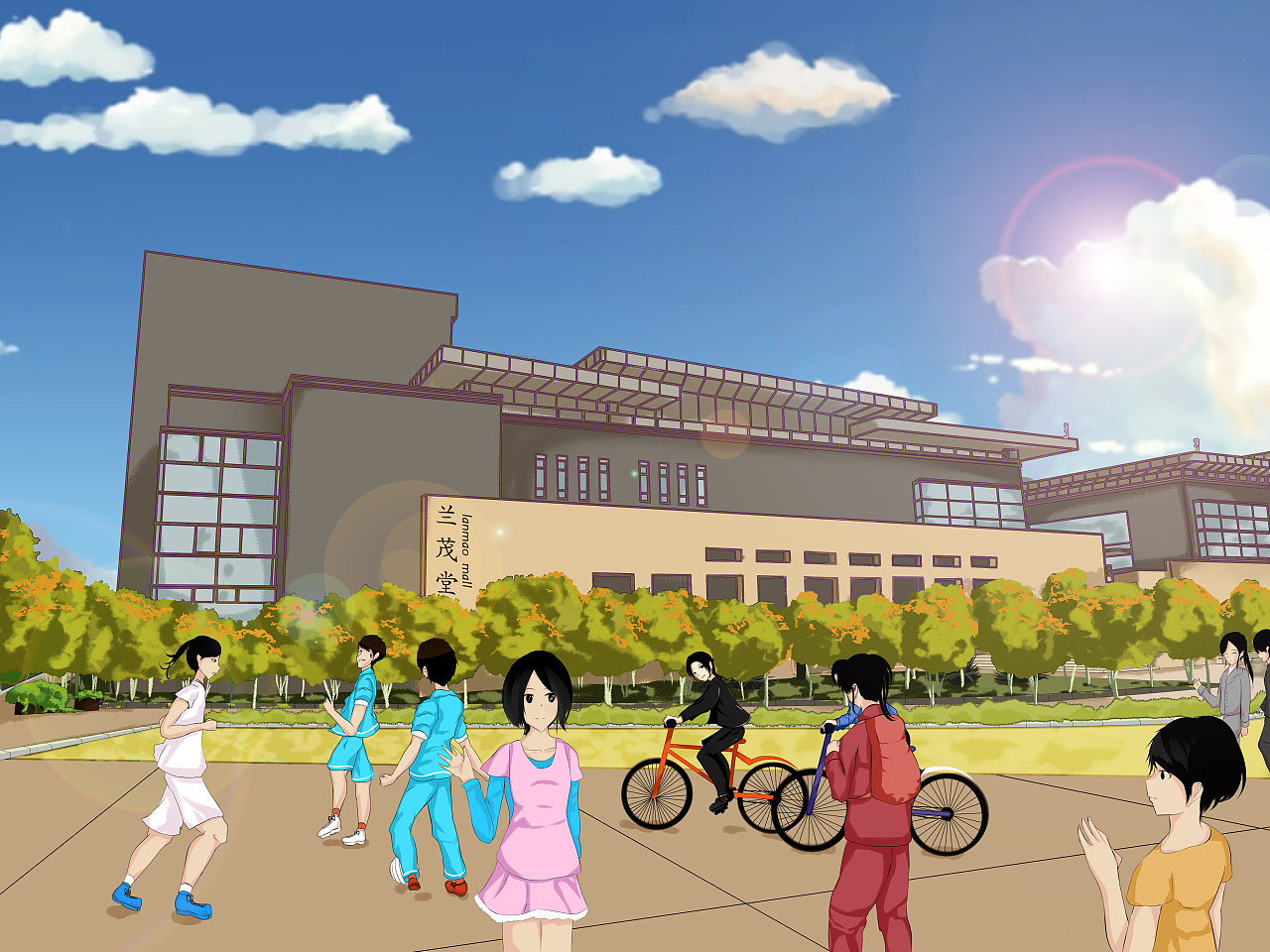 校园插画,风景插画,商业插画