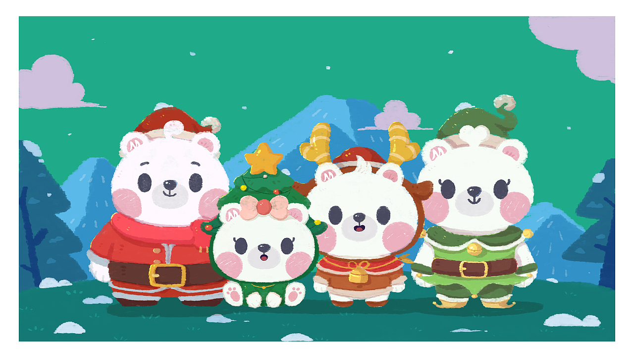 midea family 熊小美一家q版形象设计 —— 欢乐熊仔