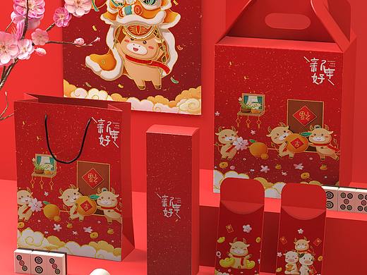 2021福牛贺岁插画包装排版