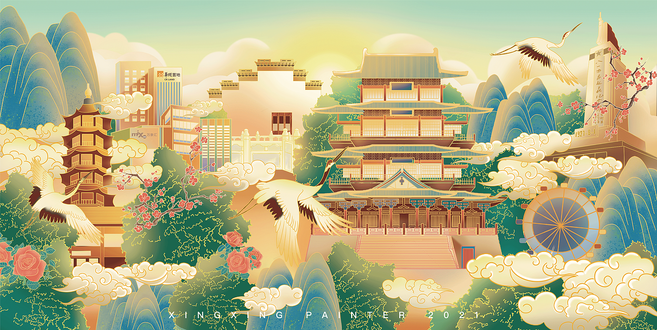 关于南昌华润万象商城的插画合作