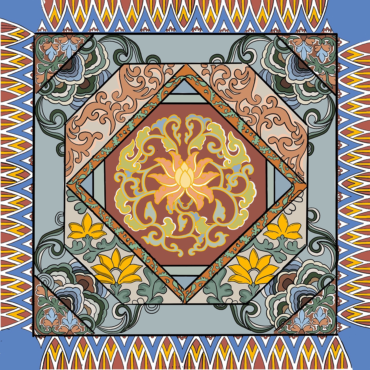 《藻井图纹》插画设计系列（图ZMjYzNzk4NzA4） - 图案 - 站酷设计师張JIa乐原创素材 - 站酷ZCOOL