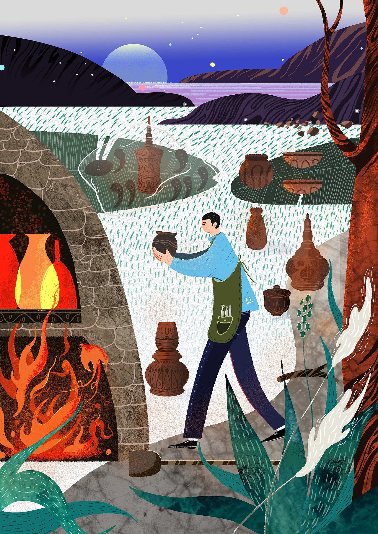 傣陶藝術(shù)家邱以勝個(gè)人品牌插畫（圖ZMjQ1MTMyMDE2） - 商業(yè)插畫 - 站酷設(shè)計(jì)師阿蚌Boom原創(chuàng)素材 - 站酷ZCOOL