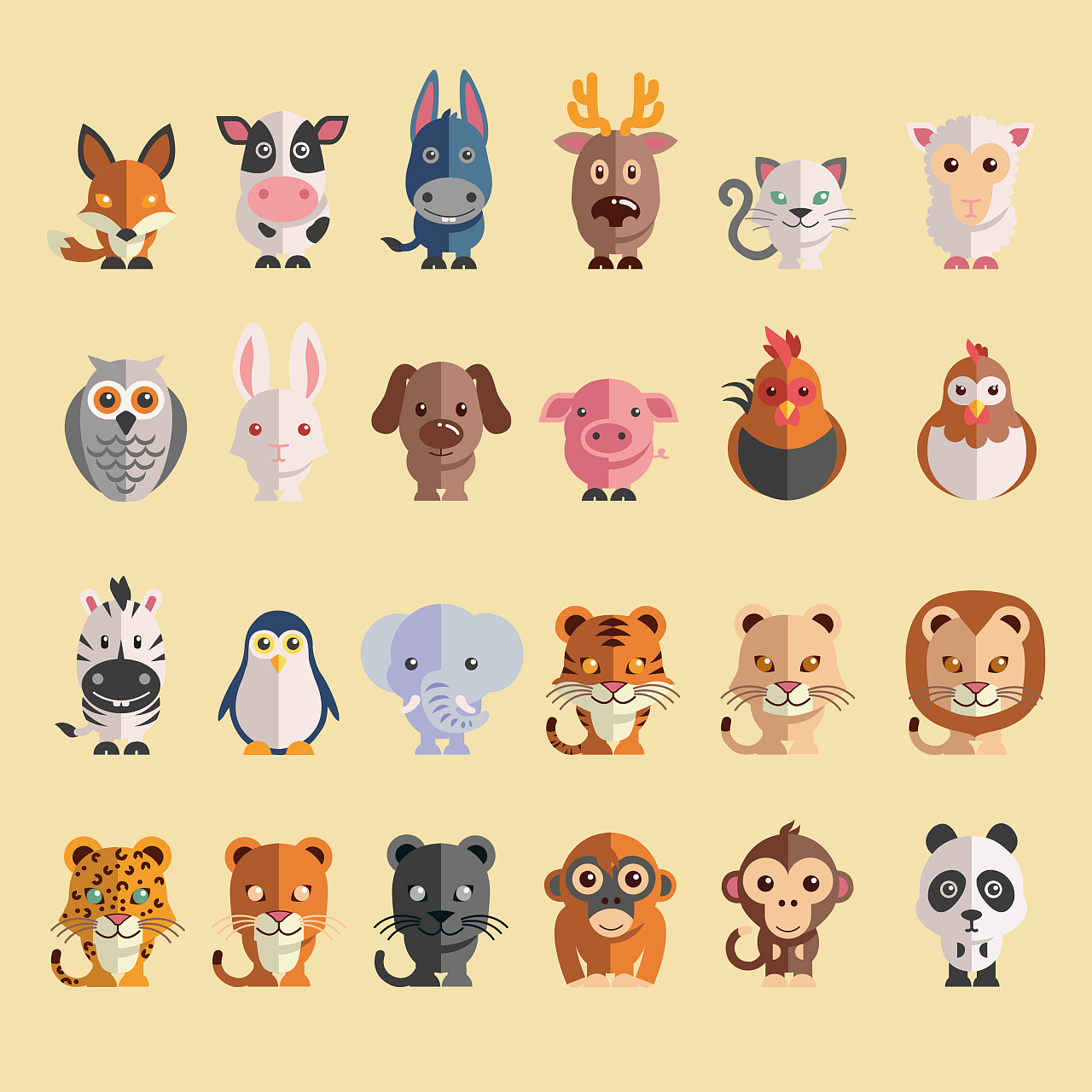 扁平化动物|插画|创作习作|马依炜 - 临摹作品 - 站酷 (zcool)