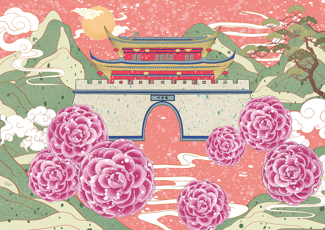 保宁门花满婺城（图ZMjQ4NDAxNjMy） - 商业插画 - 站酷设计师毛维庆原创素材 - 站酷ZCOOL