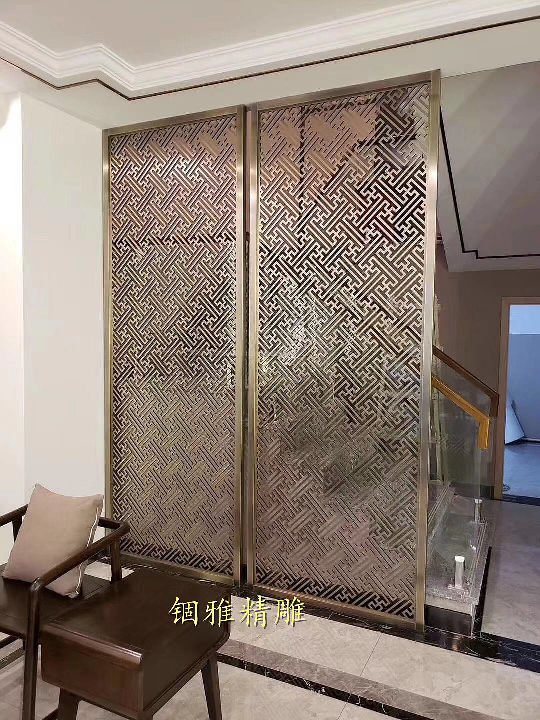高端家居装饰仿古铜铜艺雕花屏风,纯铜雕刻镂空花格