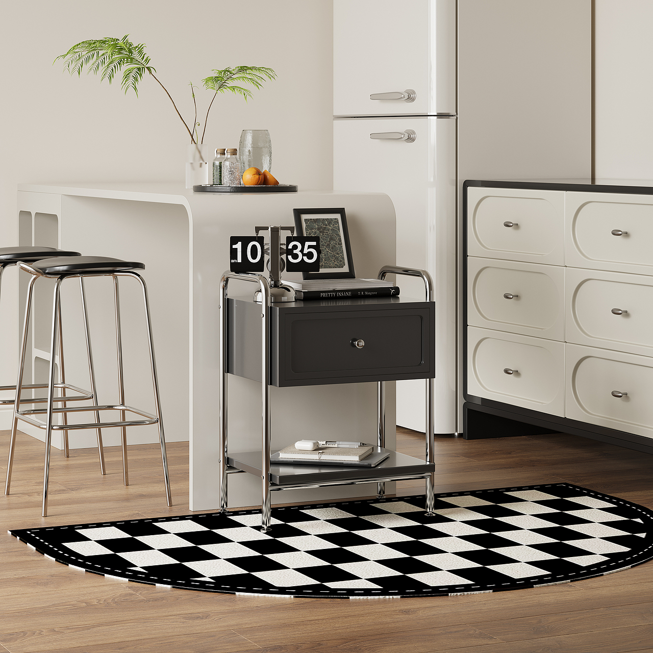 现代黑色床头柜