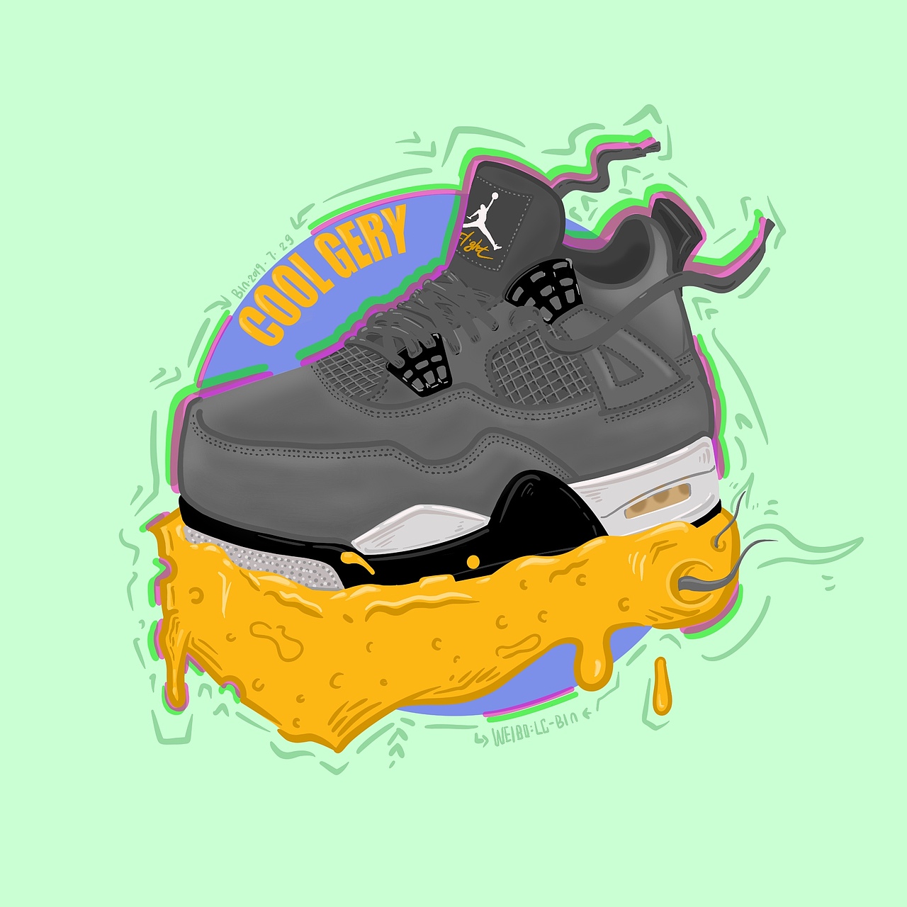 Nike球鞋插画（图ZMTY5NTkzOTQ4） - 新锐潮流插画 - 站酷设计师Bin仔啦原创素材 - 站酷ZCOOL