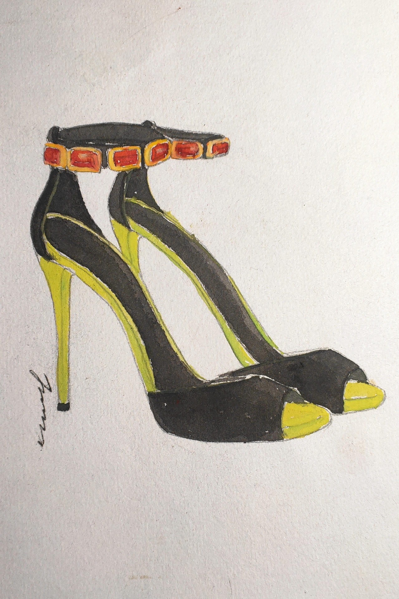 高跟鞋设计手绘图|纯艺术|绘画|心有猛虎light23_原创作品-站酷zcool