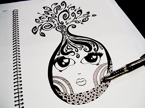 水笔画的黑白画喜欢