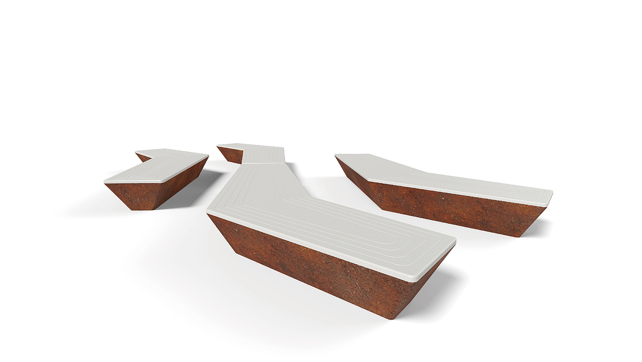 户外几何切面座椅：耐候钢+回收材料再生利用（图ZMTczNTkyODMy） - 景观设计 - 站酷设计师DESIGN_TANG原创素材 - 站酷ZCOOL